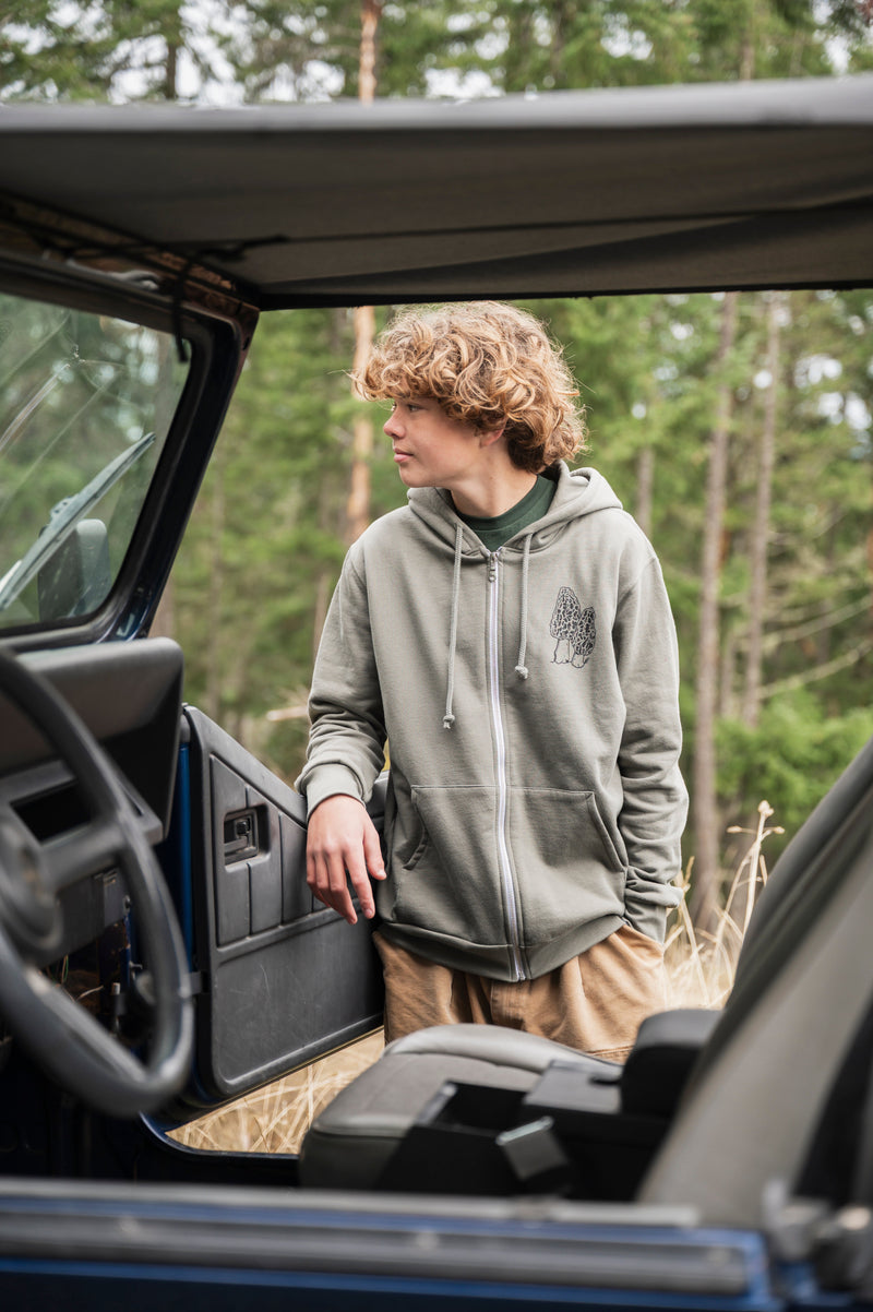 WILD Unisex Zip Up Organic Cotton Hoodie - Sage Grey-1