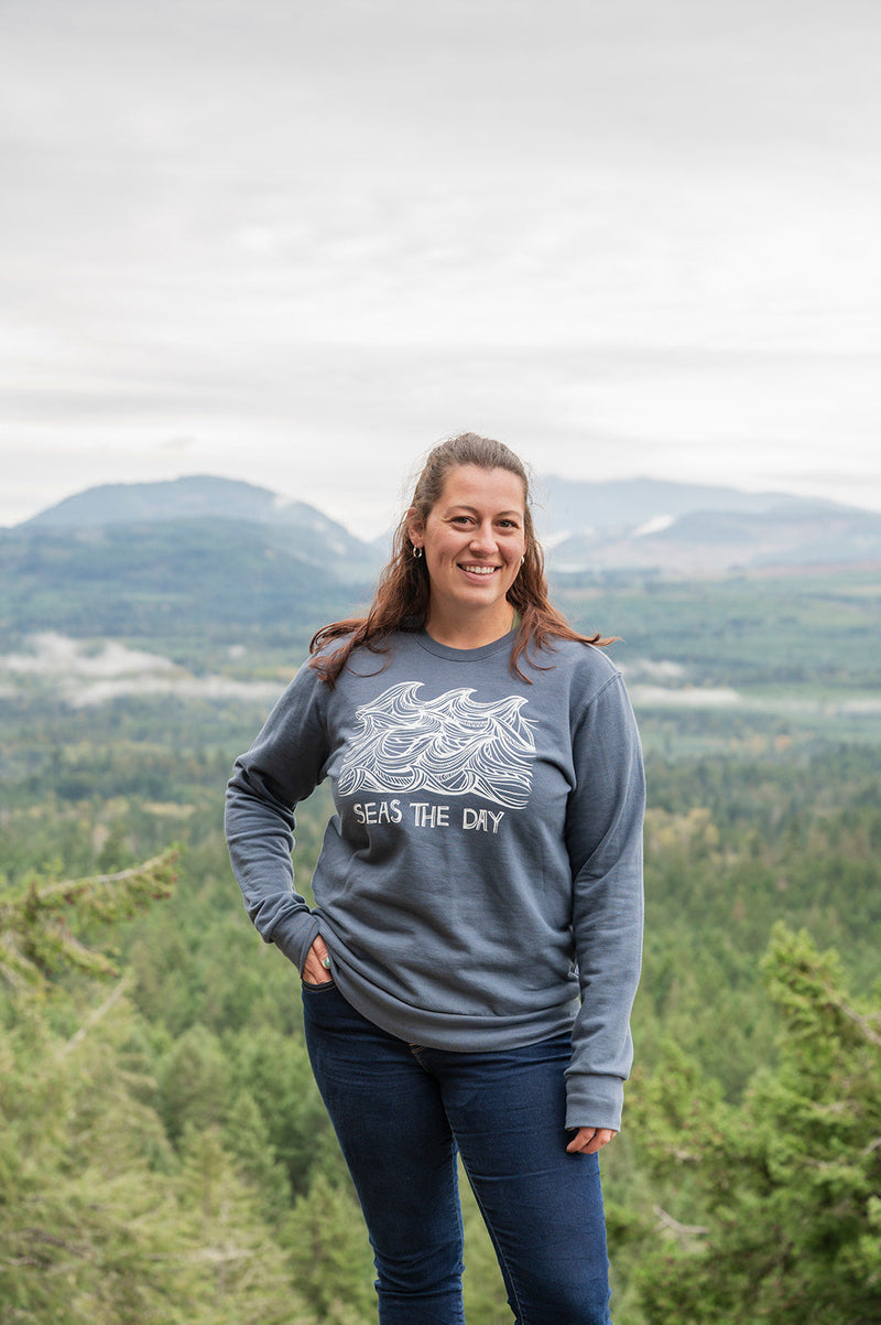 SEAS THE DAY - Unisex Organic Cotton Crewneck - Slate Blue-1