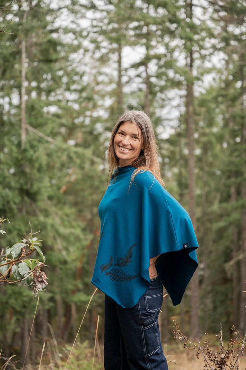 Moroccan Poncho with Fern Print-1