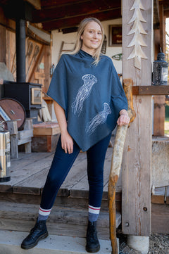 Heather Lake Poncho with Jellyfish Print-1