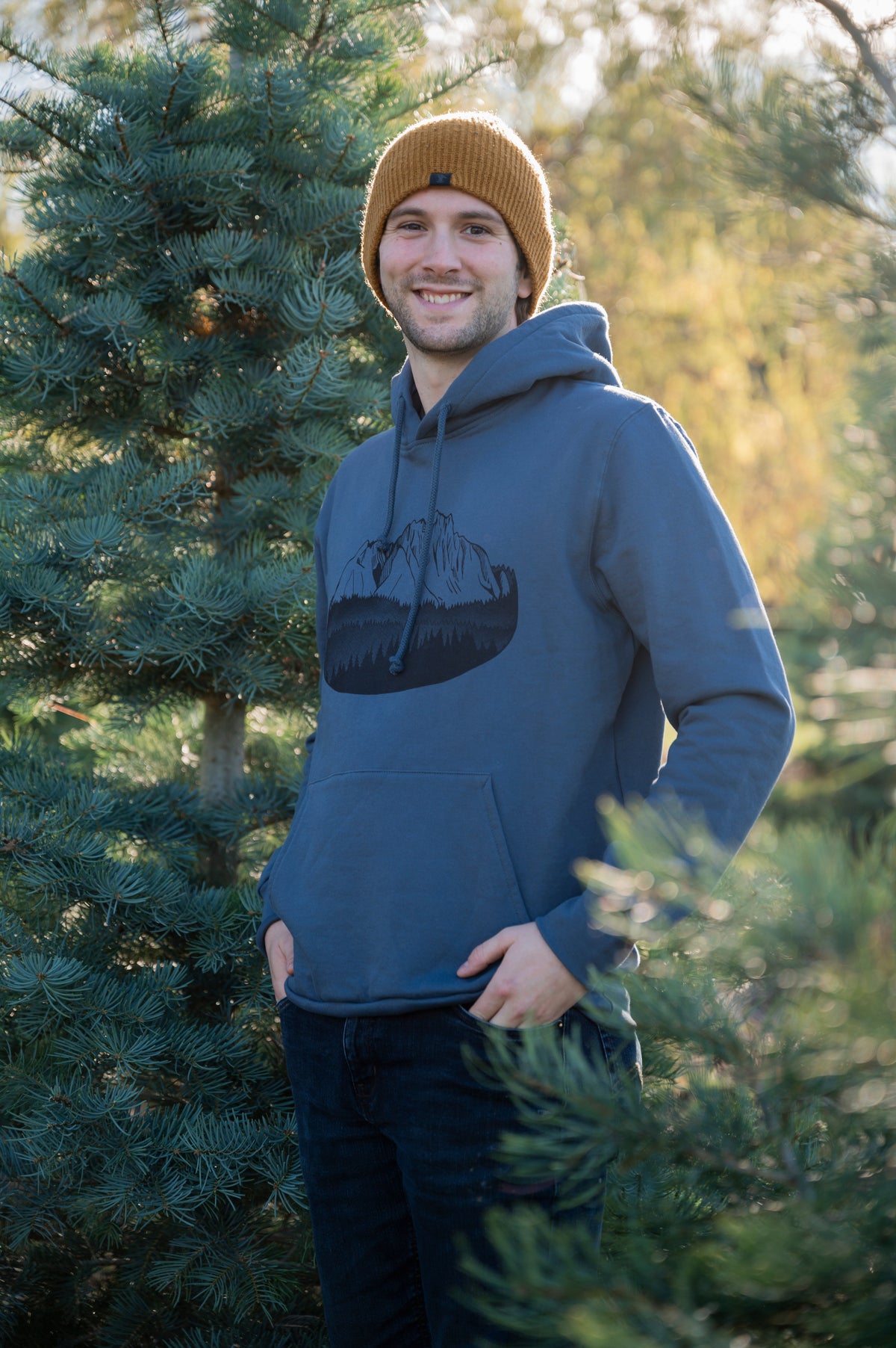 FLOATING ISLAND - Unisex Organic Cotton Hoodie Slate Blue-1