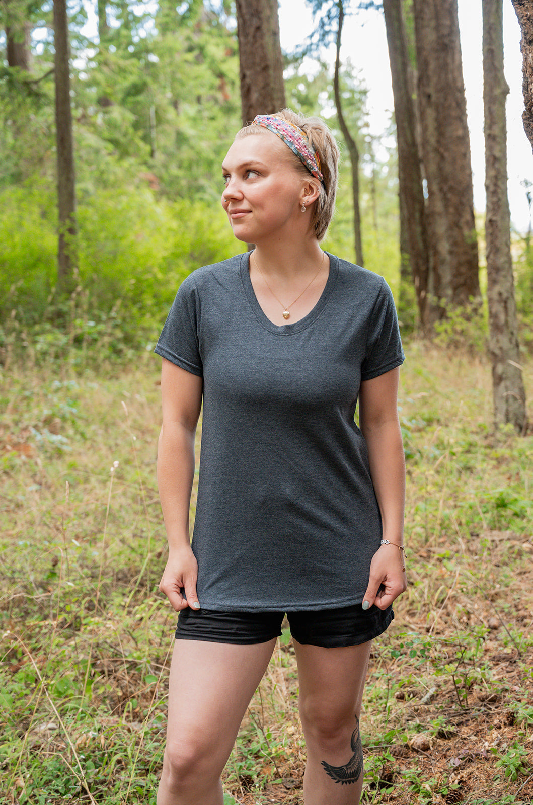 Women's Eco Tee - Blank Apparel - Heather Charcoal-4