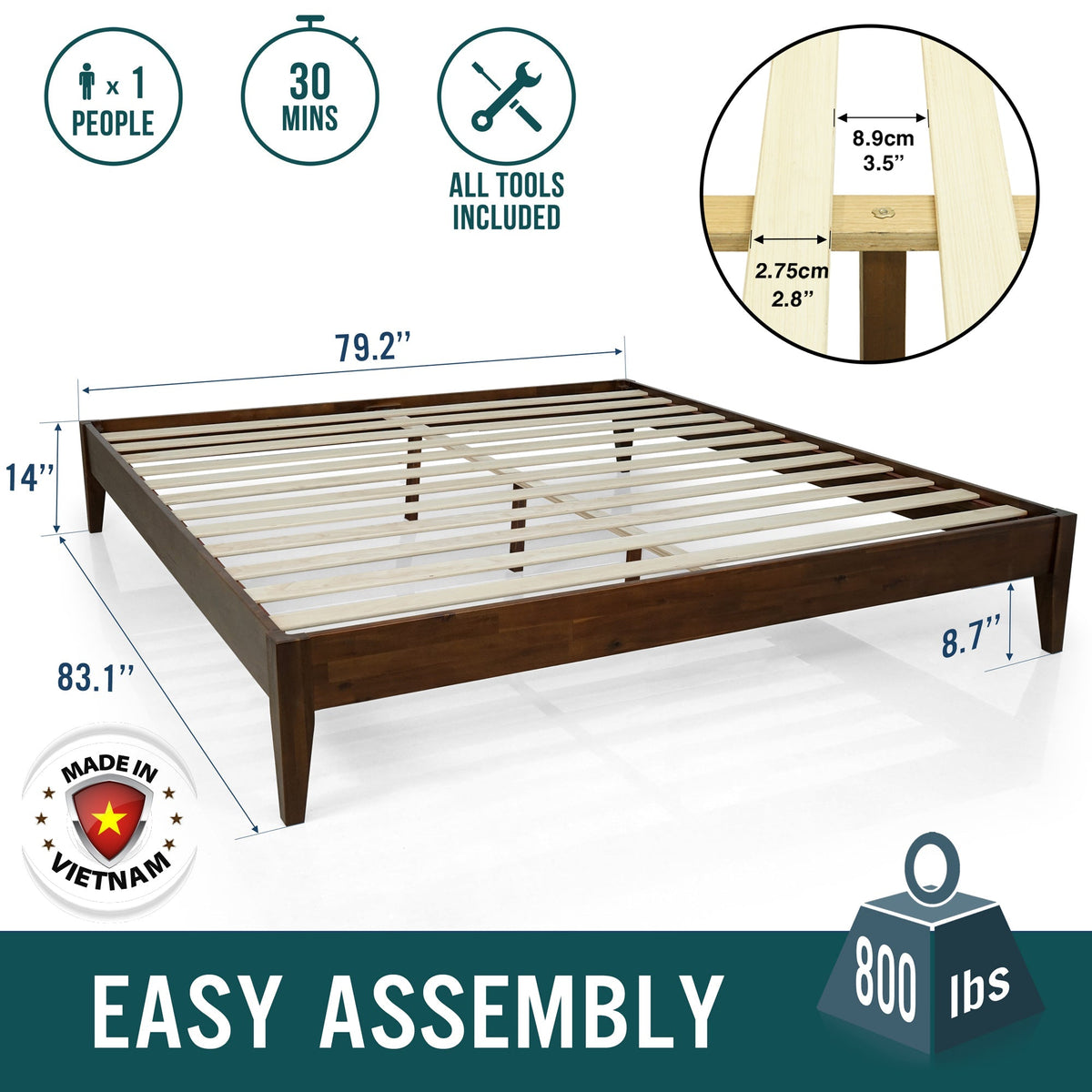 Mervyn Solid Wood Bed Frame-14