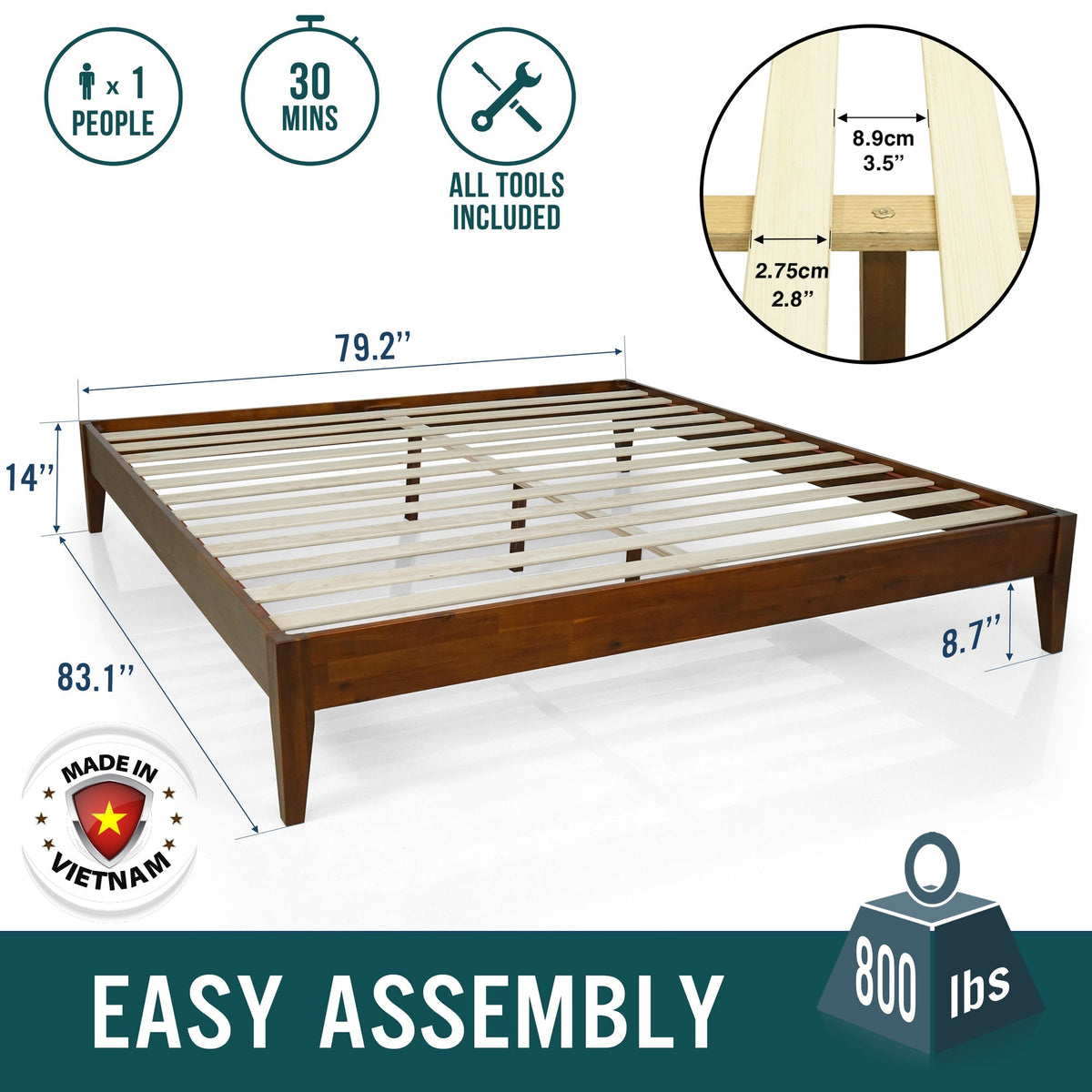 Mervyn Solid Wood Bed Frame-4