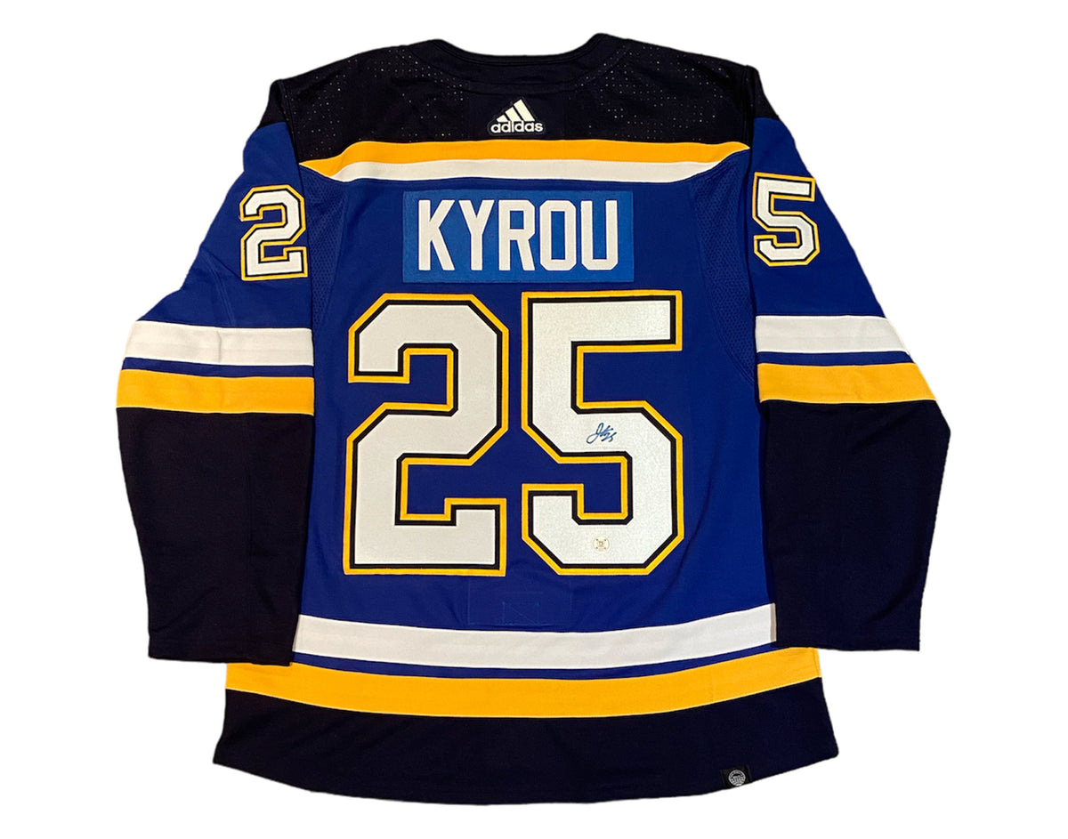 Jordan Kyrou Autographed St. Louis Blues Home Blue Adidas Jersey-1