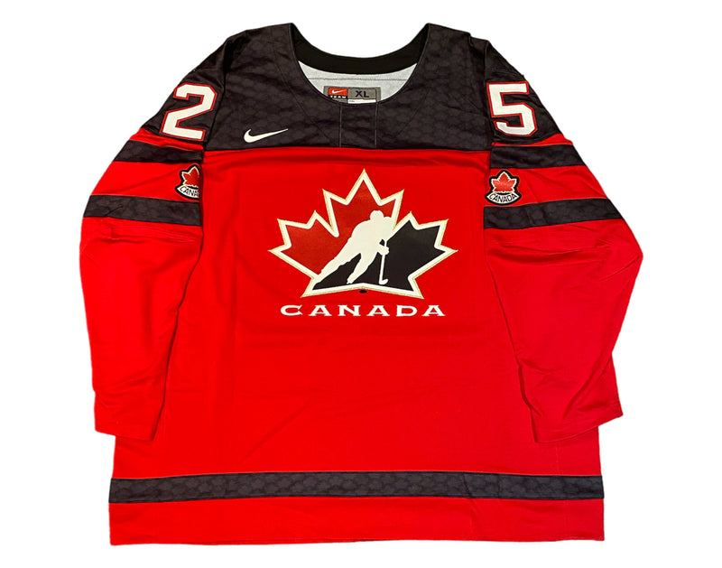 Jersey Nike rojo de local del equipo de Canadá autografiado por Jordan Kyrou con la inscripción "2018 WJC Gold"-3