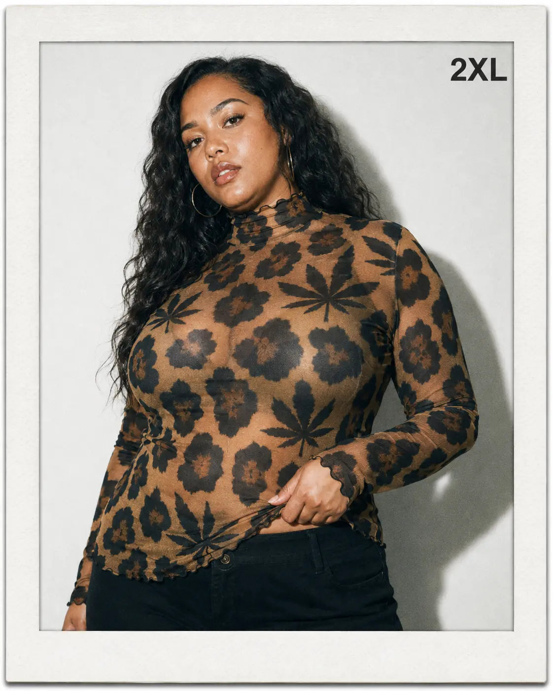 Leopard High-Neck Mesh Long-Sleeve Top-9