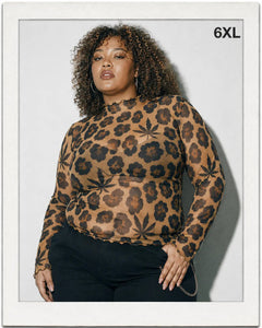Leopard High-Neck Mesh Long-Sleeve Top-13