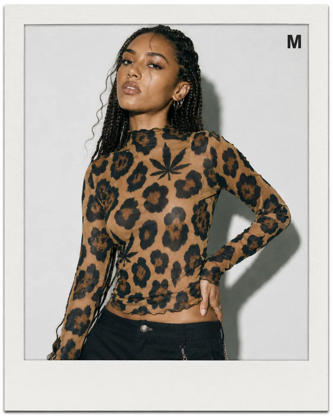 Leopard High-Neck Mesh Long-Sleeve Top-6