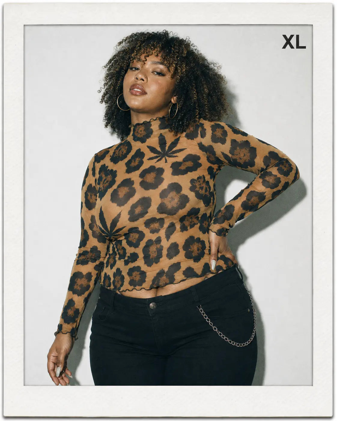 Leopard High-Neck Mesh Long-Sleeve Top-8