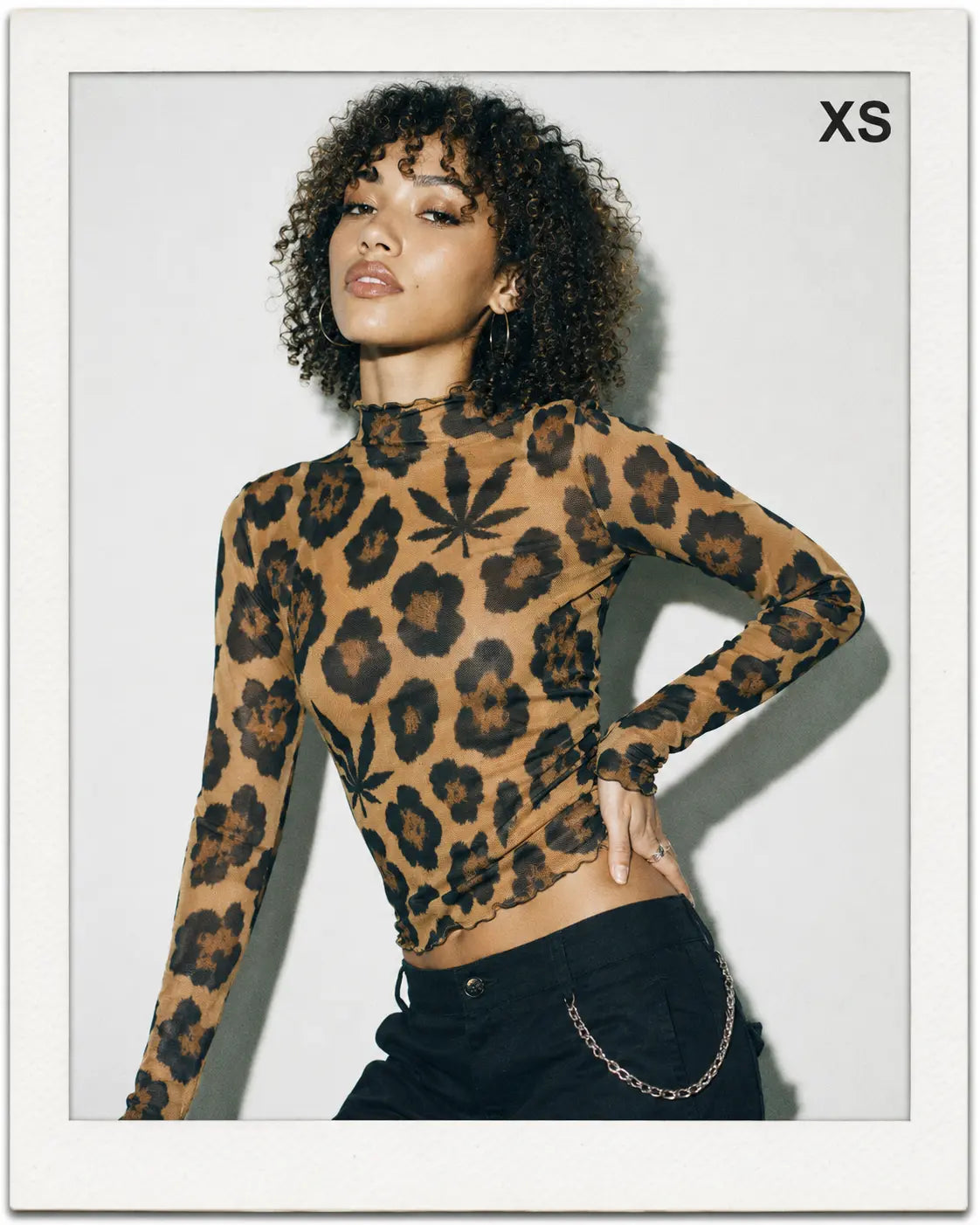 Leopard High-Neck Mesh Long-Sleeve Top-4
