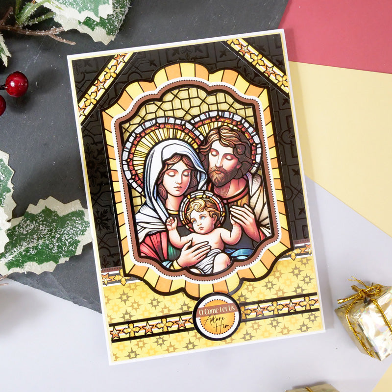 Stained Glass Christmas Luxury Foiled Edge-to-Edge Cardstock-3