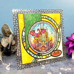 Mundos místicos en vitral, acetato de lujo con estampado metalizado-4