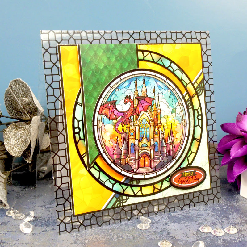 Mundos místicos en vitral, acetato de lujo con estampado metalizado-4