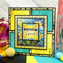 Stained Glass Florals Luxury Foiled Edge-to-Edge Cardstock-3