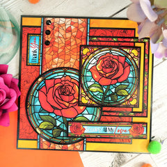 Stained Glass Florals Luxury Foiled Edge-to-Edge Cardstock-4