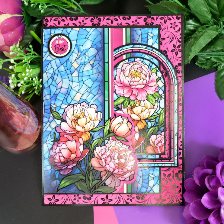 Stained Glass Florals Luxury Foiled Edge-to-Edge Cardstock-2