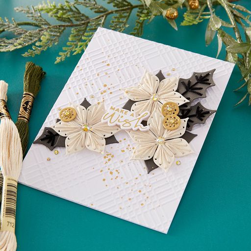 Matrices de découpe poinsettia et houx cousus - Collection de Noël-5