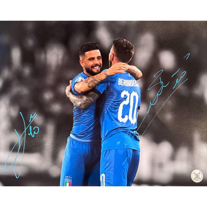 Lorenzo Insigne & Federico Bernardeschi Autographed Italian National Soccer Team Celebration 11x14 Photo-1
