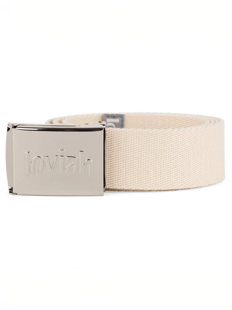 Loviah 'Chrome' Webbing Belt - Cream-1