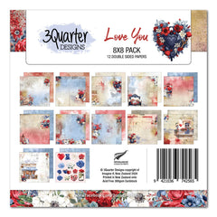 3Quarter Designs Love You 8x8 Paper Pack-1