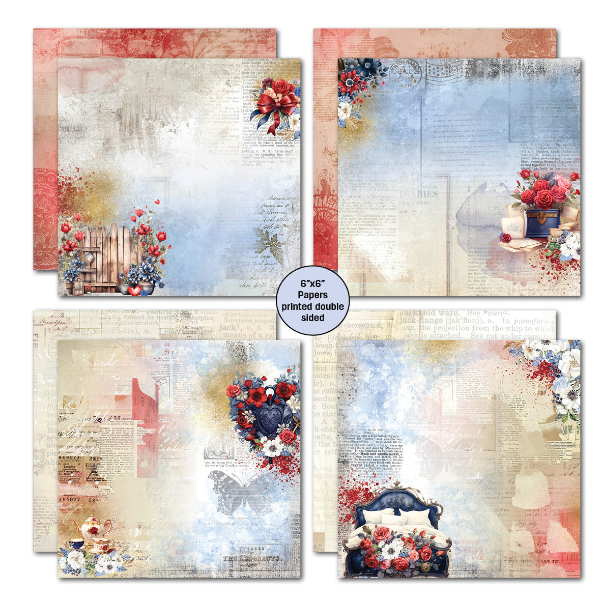 3Quarter Designs Love You 8x8 Paper Pack-5