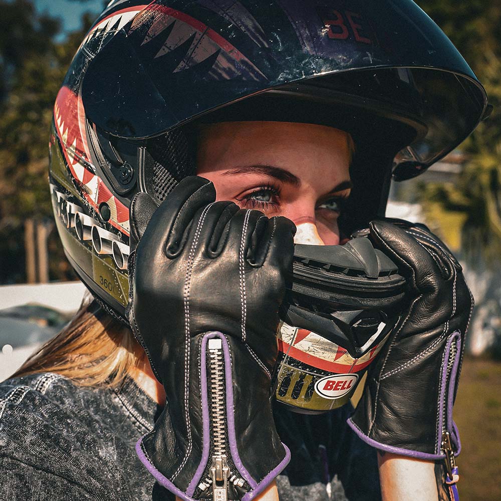Open Road Women's Leather Motorcycle Gloves-6
