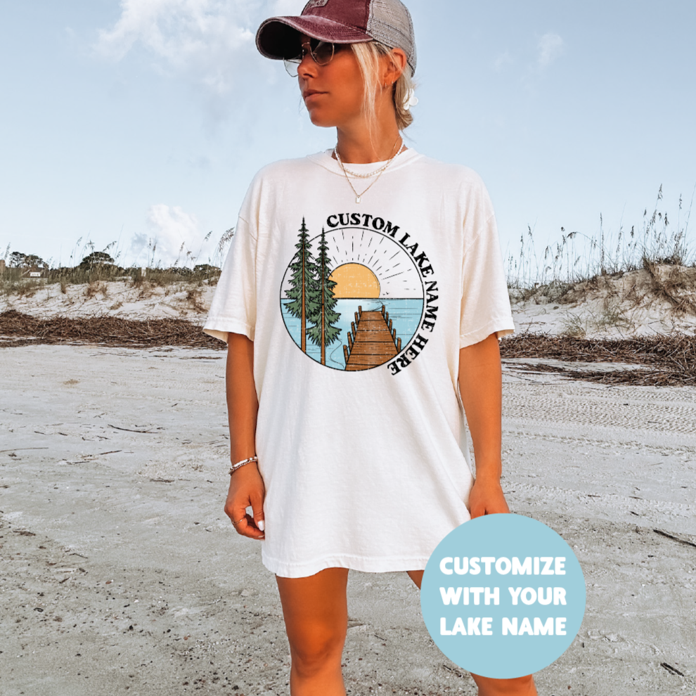 Lake Scene Personalized T-shirt | Lake Shirt | Custom Clothing-1