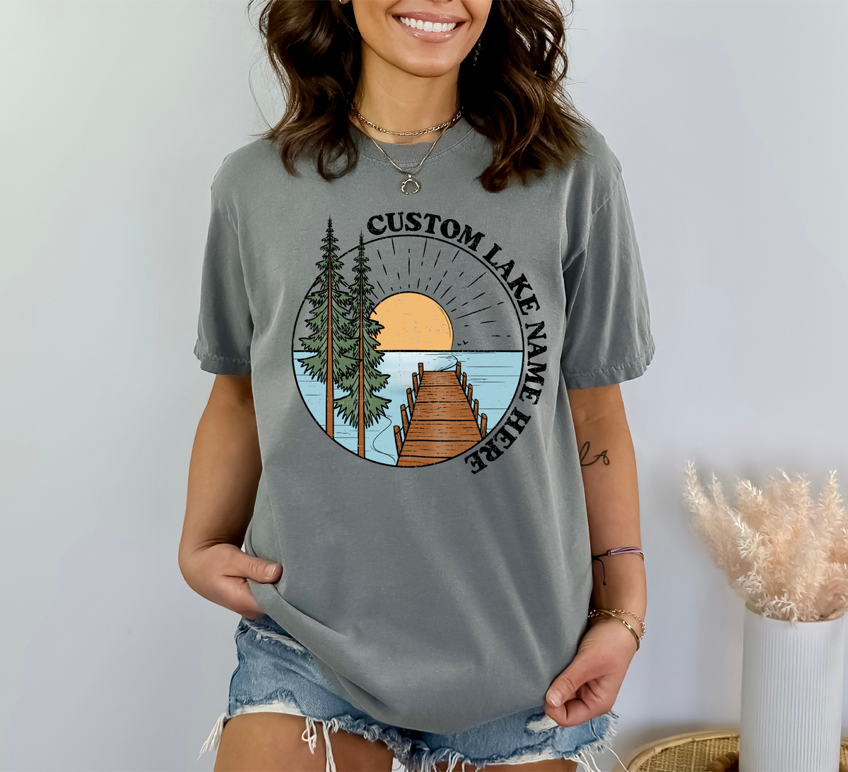 Lake Scene Personalized T-shirt | Lake Shirt | Custom Clothing-2