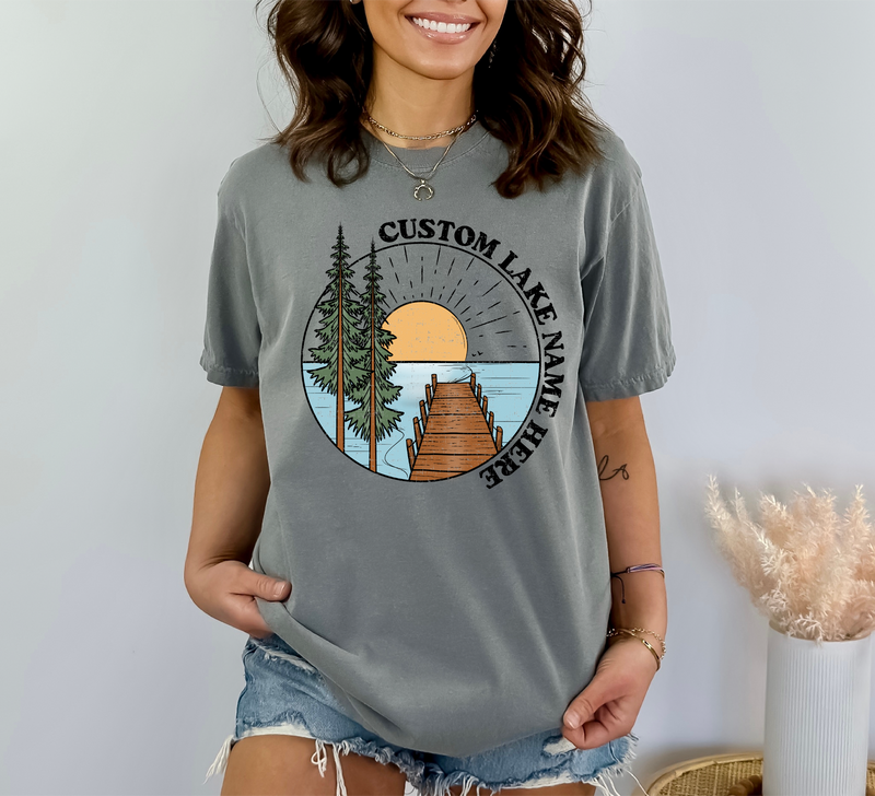 Lake Scene Personalized T-shirt | Lake Shirt | Custom Clothing-2