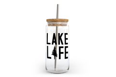 Lake Life Glass Can with Bamboo Lid-1