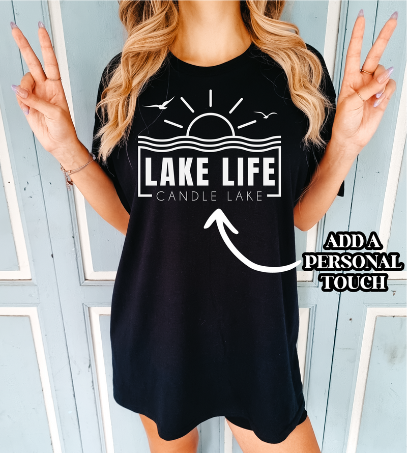 Lake Life Sunset Personalized Tshirt | Summer Apparel-1