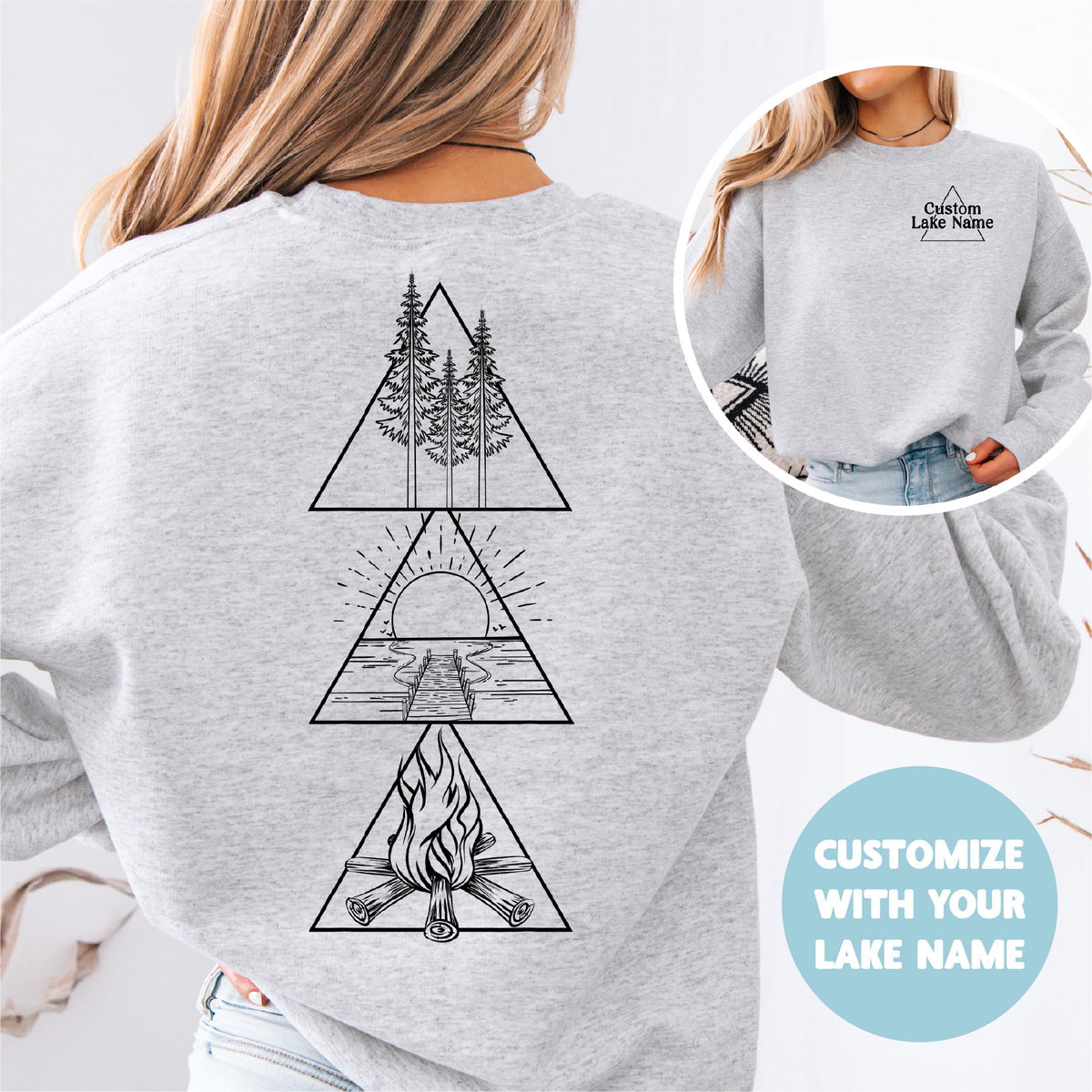 Lake Triangle Personalized Sweatshirt | Summer Apparel | Custom Apparel-1