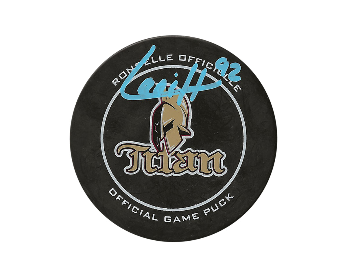 Hendrix Lapierre Autographed Acadie-Bathurst Titan Official Game Puck-1