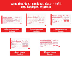 Large First Aid Kit Bandages, Plastic – Refill (Assorted Pack of 100)-1