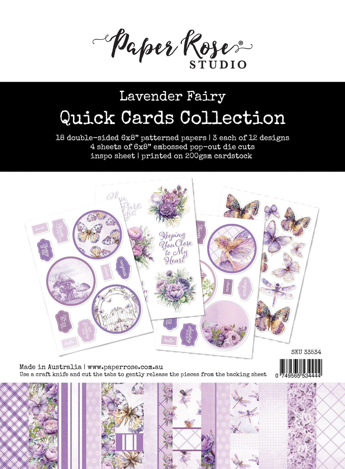 Lavender & Fairies 6x8" Quick Cards Collection 33534-1