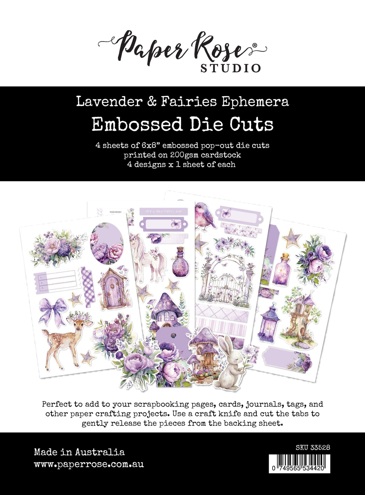 Lavender & Fairies Ephemera Embossed Die Cuts 33528-1
