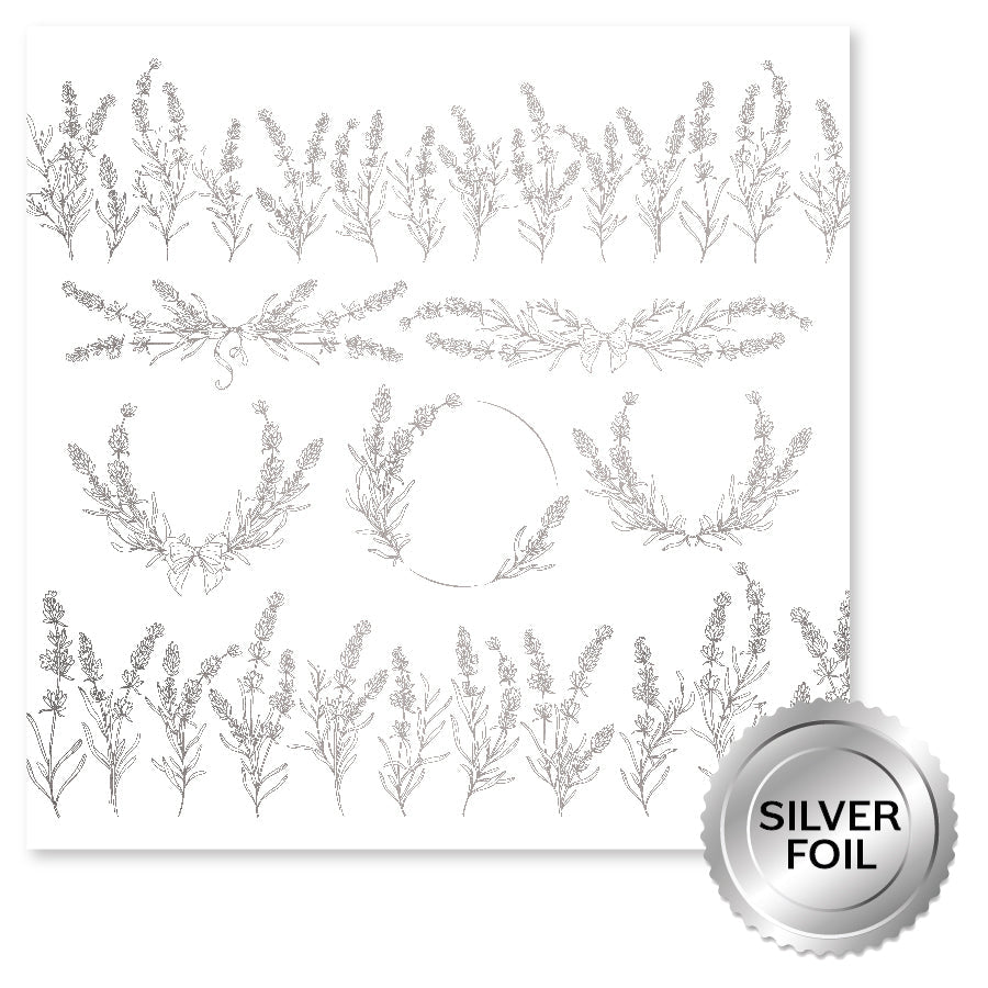 Lavender & Roses Silver Foil D 12x12 Paper (6pc Bulk Pack) 32256-1