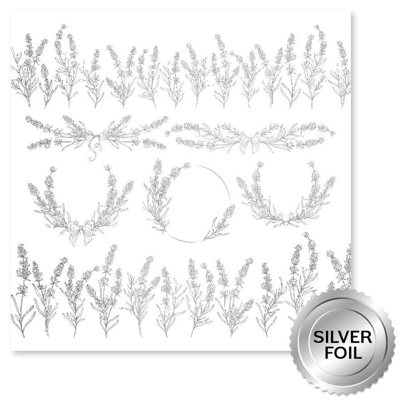 Lavender & Roses Silver Foil D 12x12 Paper (6pc Bulk Pack) 32256-1