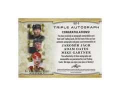 Jaromir Jagr, Adam Oates & Mike Gartner 2023 Leaf In The Game Triple Auto Jersey 2/2 Hockey Card-2