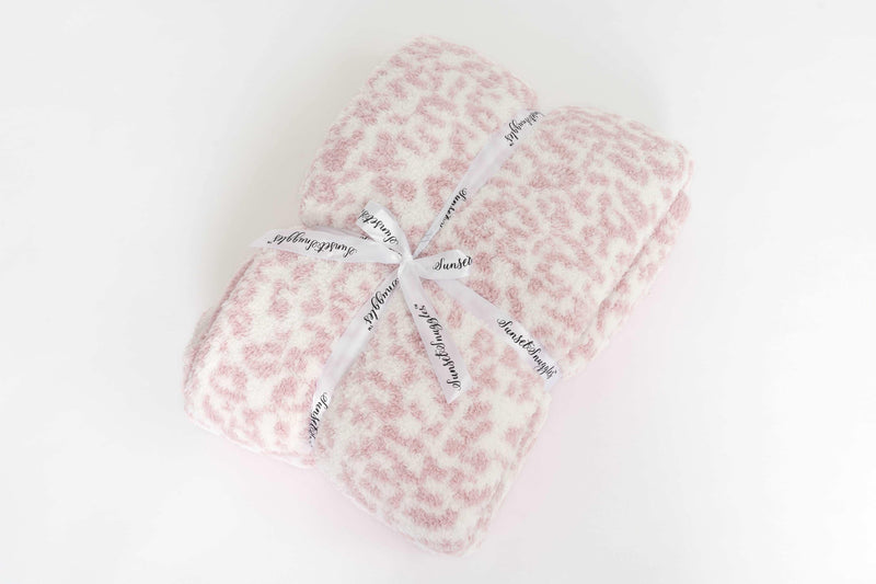 Rose Pink & White Leopard Print Twin Bed Blanket-3