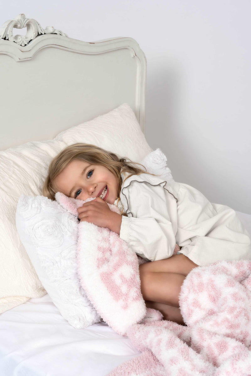 Rose Pink & White Leopard Print Twin Bed Blanket-2
