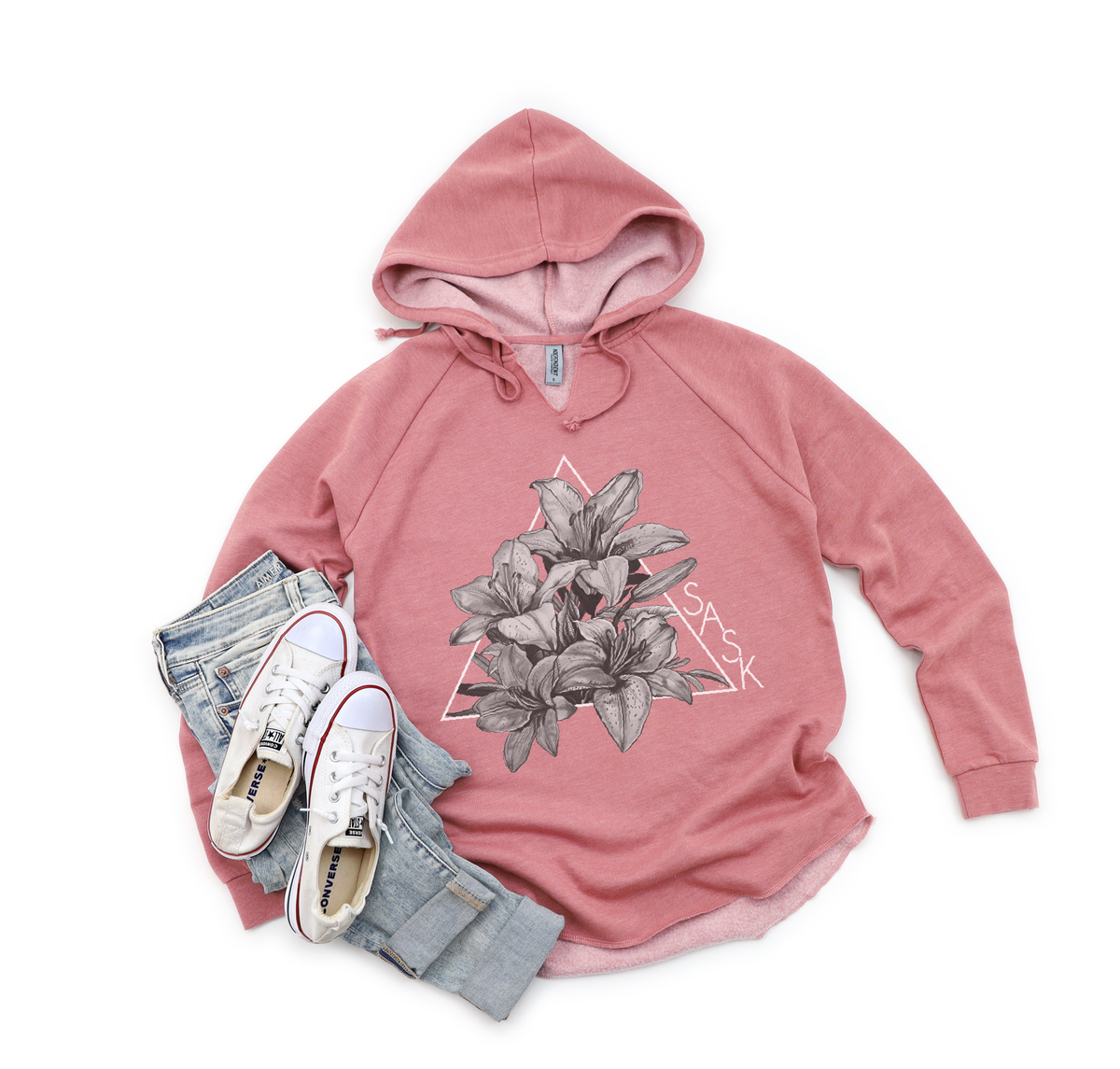 Lily Triangle B/W Premium Women's Bunnyhug | Saskatchewan Clothing-5