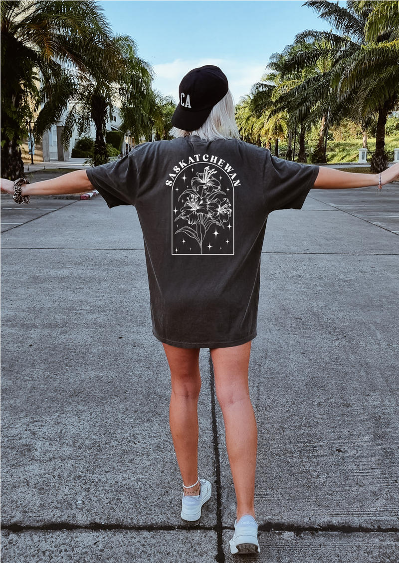 Line Art Prairie Lily Unisex T-shirt | Saskatchewan Apparel-4