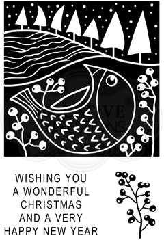 Woodware Clear Singles Lino Cut - Chubby Robin 4 in x 6 in Stamp-4