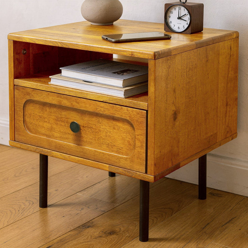 Mesa de noche de madera maciza Savana de un cajón-23