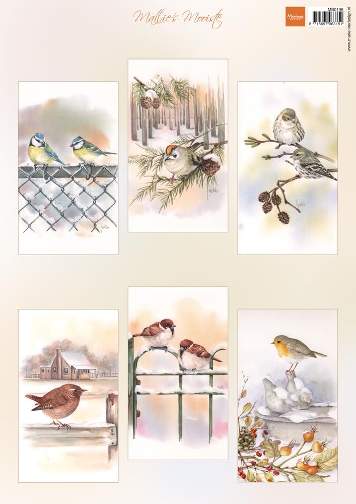 Marianne Design A4 Cutting Sheet - Mattie's Mooiste Slimline Birds-1