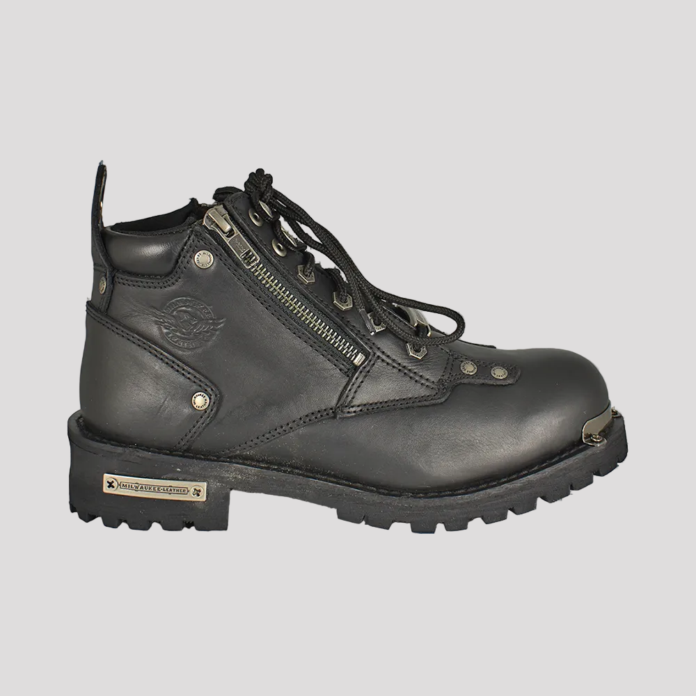 Milwaukee Leather Men's 6" Double Zip Lace Up Motorcycle Boots-3