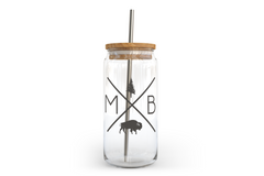 MB X Glass Can with Bamboo Lid | Manitoba Glass Can-1