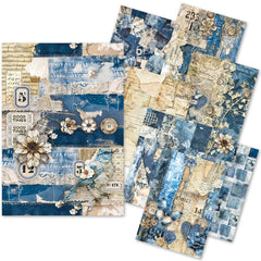 Pack de papier A5 Craftmix Urban Blue Denim mélangé - 8 feuilles (assortiment de papier de soie et de vélin)-1